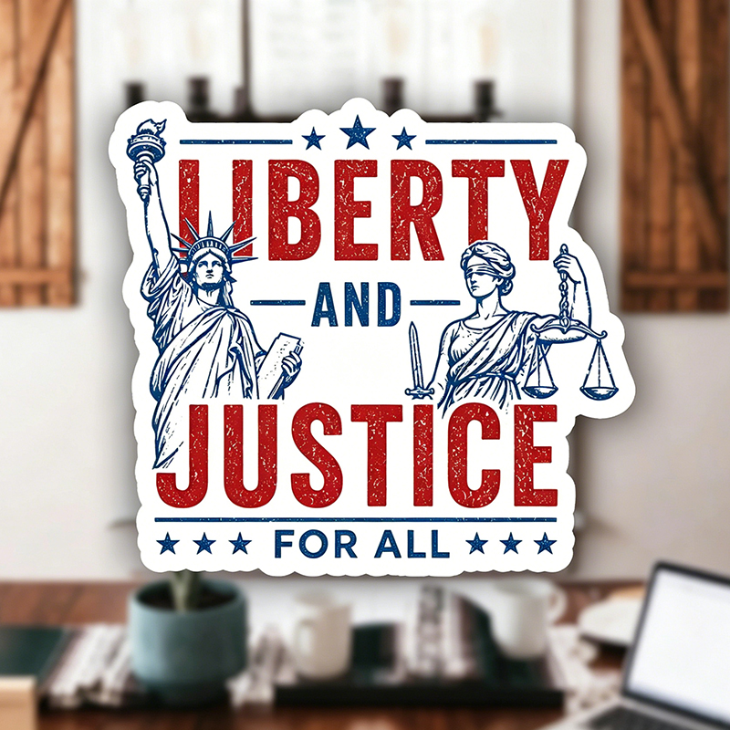 Liberty And Justice For All Patriotic Teacher Stickers