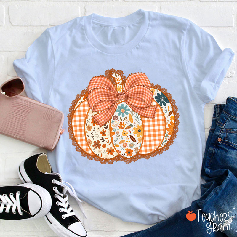 Patchwork Pumpkin Teacher T-Shirt