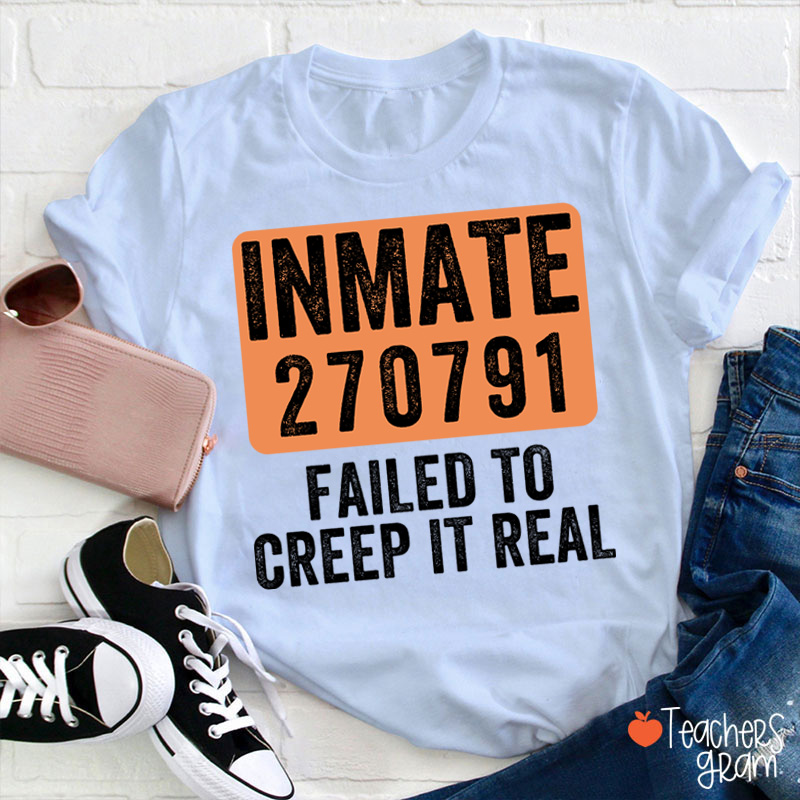 Personalized Spooky Inmate Mugshot Graphics Teacher T-Shirt