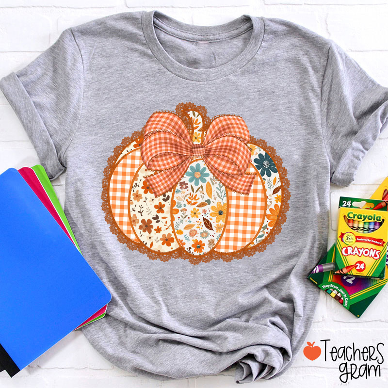 Patchwork Pumpkin Teacher T-Shirt