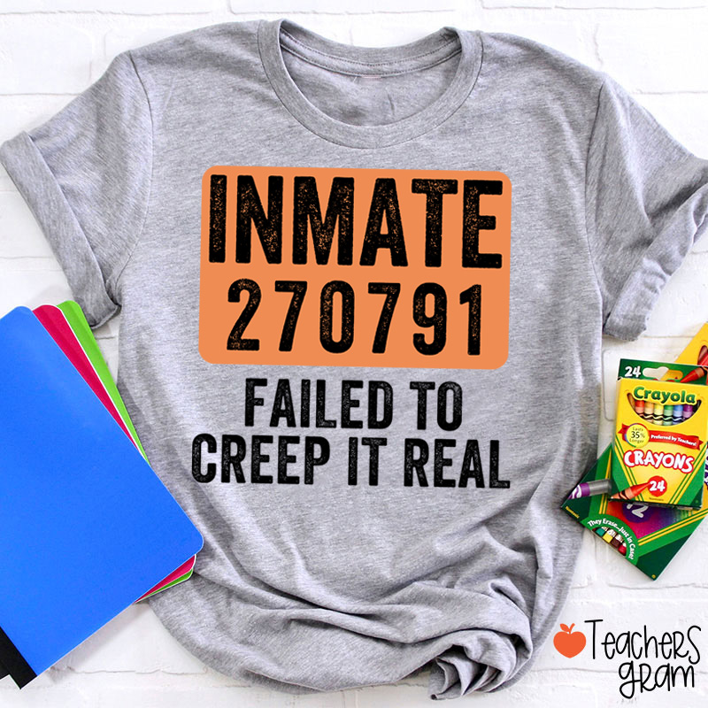 Personalized Spooky Inmate Mugshot Graphics Teacher T-Shirt