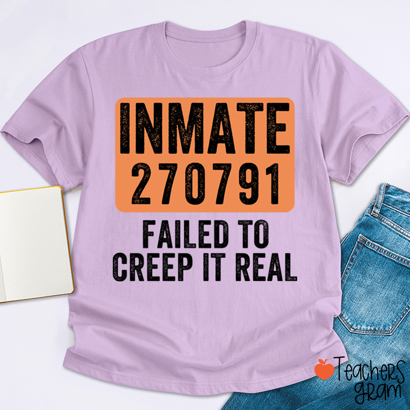 Personalized Spooky Inmate Mugshot Graphics Teacher T-Shirt