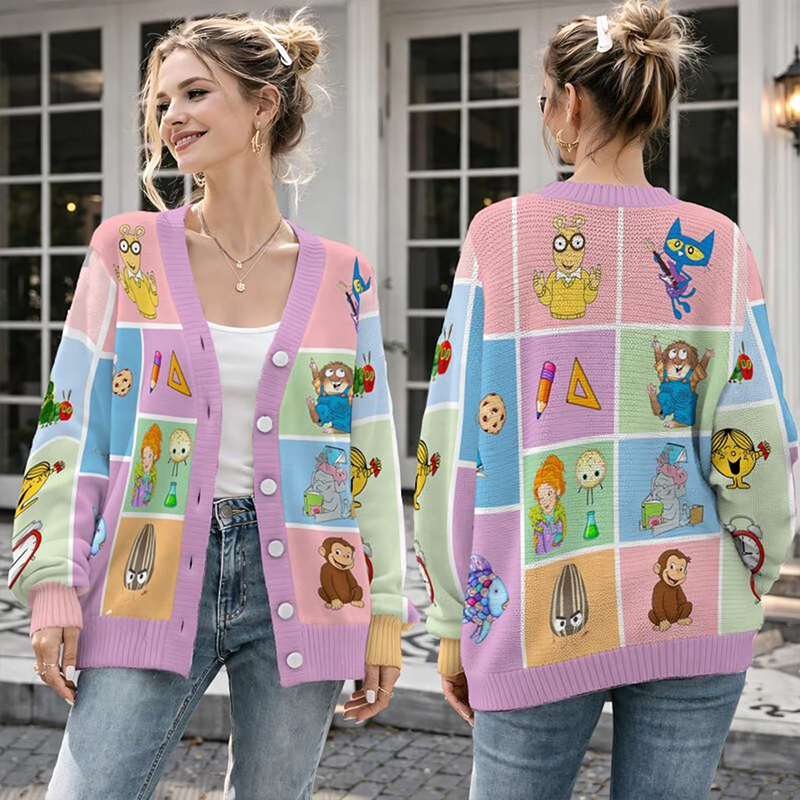 Love Reading Children's Book Character Teacher Ugly Cardigan Sweaters