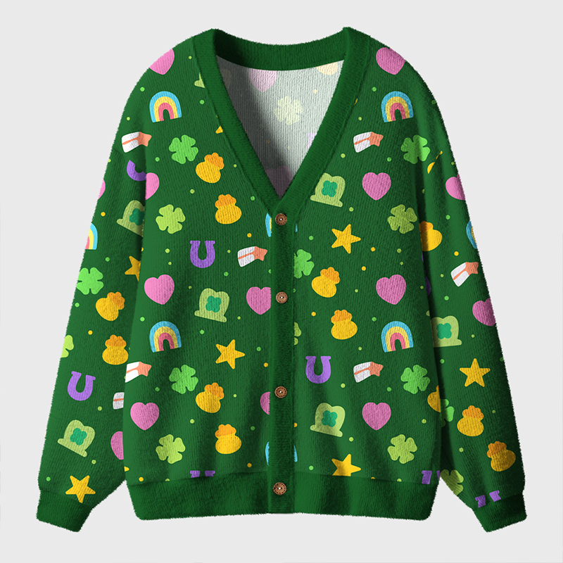 Lucky St Patricks Day Teacher Ugly Cardigan Sweaters