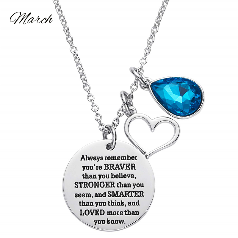 12-color Birthstone Diamond Teacher Necklace