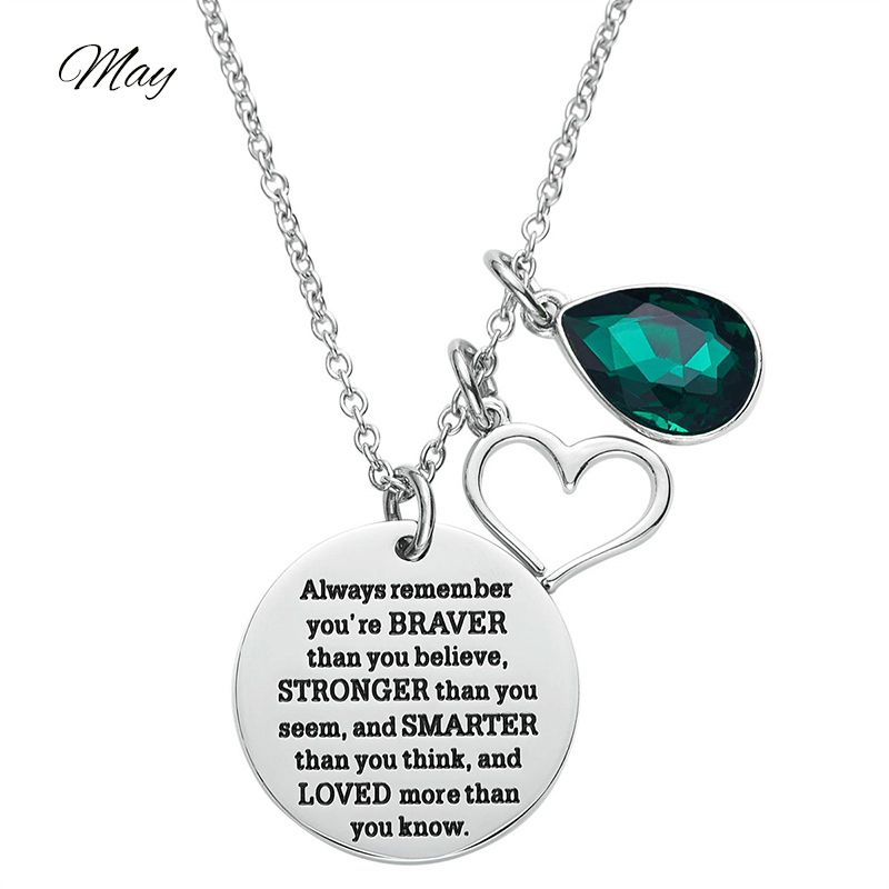 12-color Birthstone Diamond Teacher Necklace