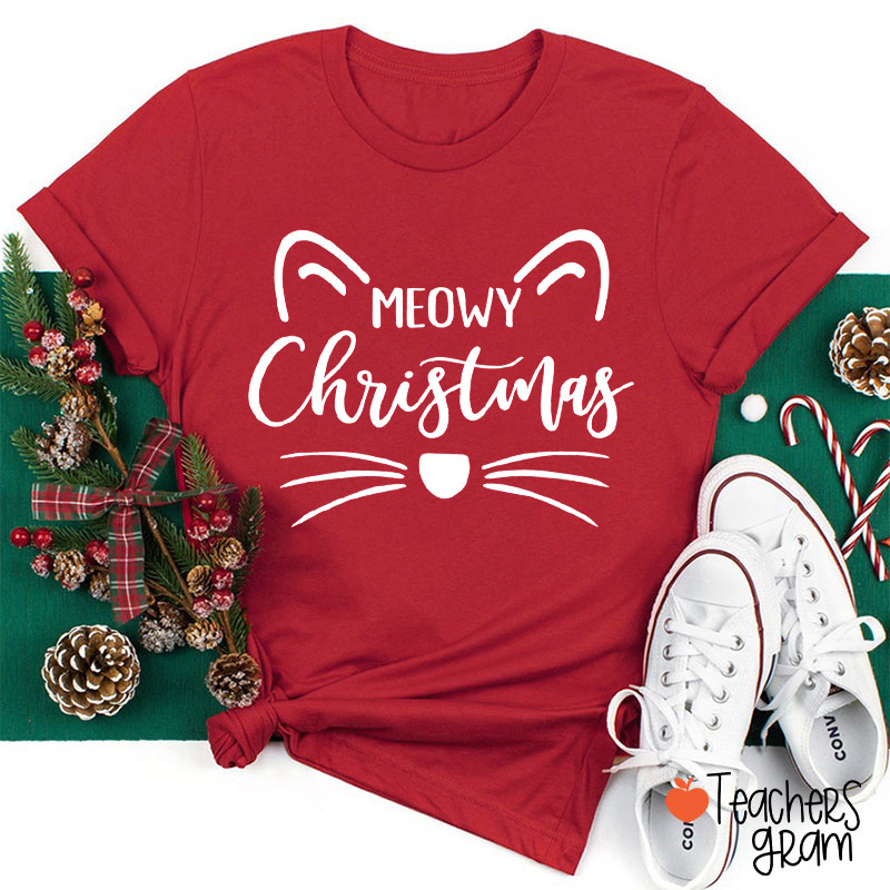 Meowy Christmas Teacher T-Shirt
