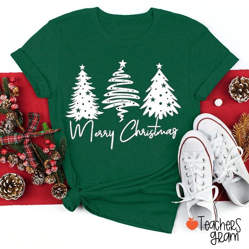 Merry Christmas Star Christmas Tree Teacher T-Shirt
