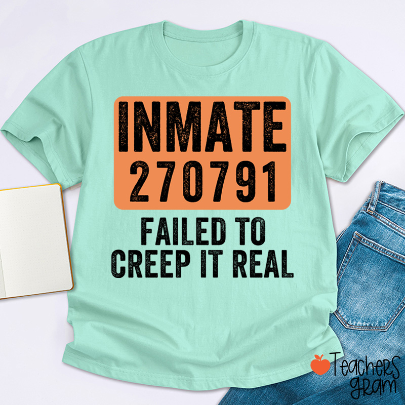 Personalized Spooky Inmate Mugshot Graphics Teacher T-Shirt