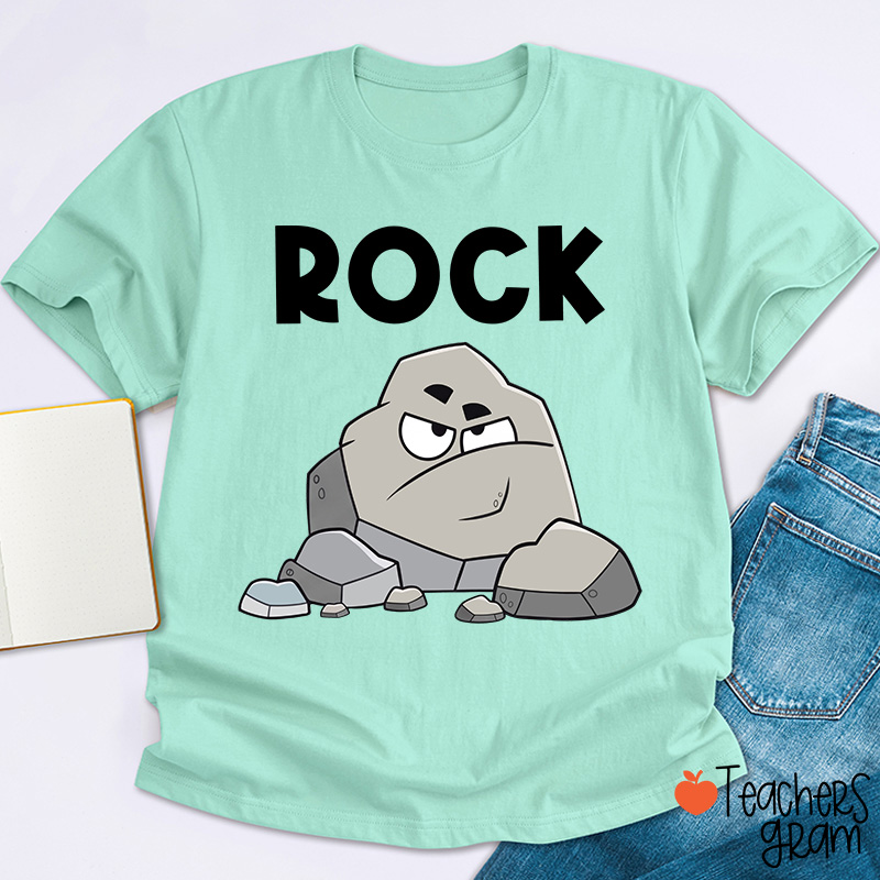 Personalized Funny Cartoon Rock Paper Scissors Matching Group Teacher T-Shirt