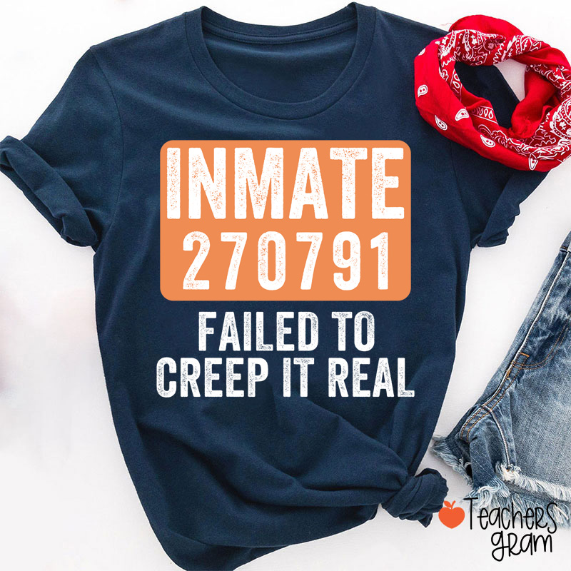Personalized Spooky Inmate Mugshot Graphics Teacher T-Shirt