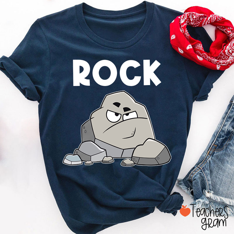 Personalized Funny Cartoon Rock Paper Scissors Matching Group Teacher T-Shirt