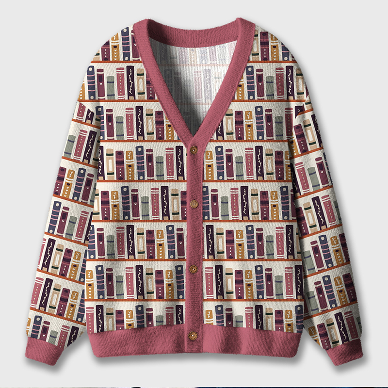 Neat Bookshelf Teacher Ugly Cardigan Sweaters