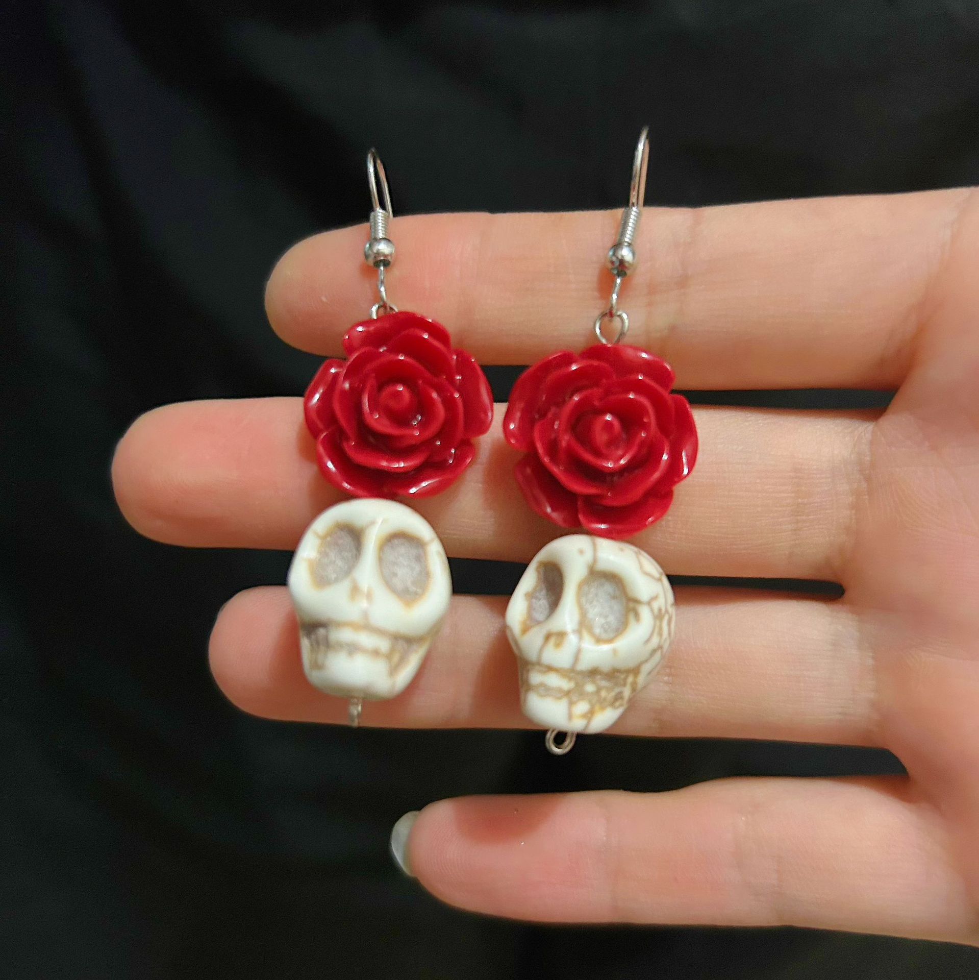 Skull Magic Hat Flower Teacher Earrings