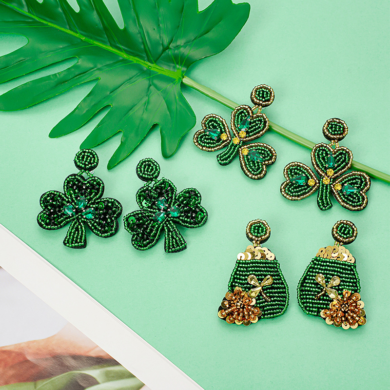 Shamrock St. Patrick's Day Teacher Bead Earrings