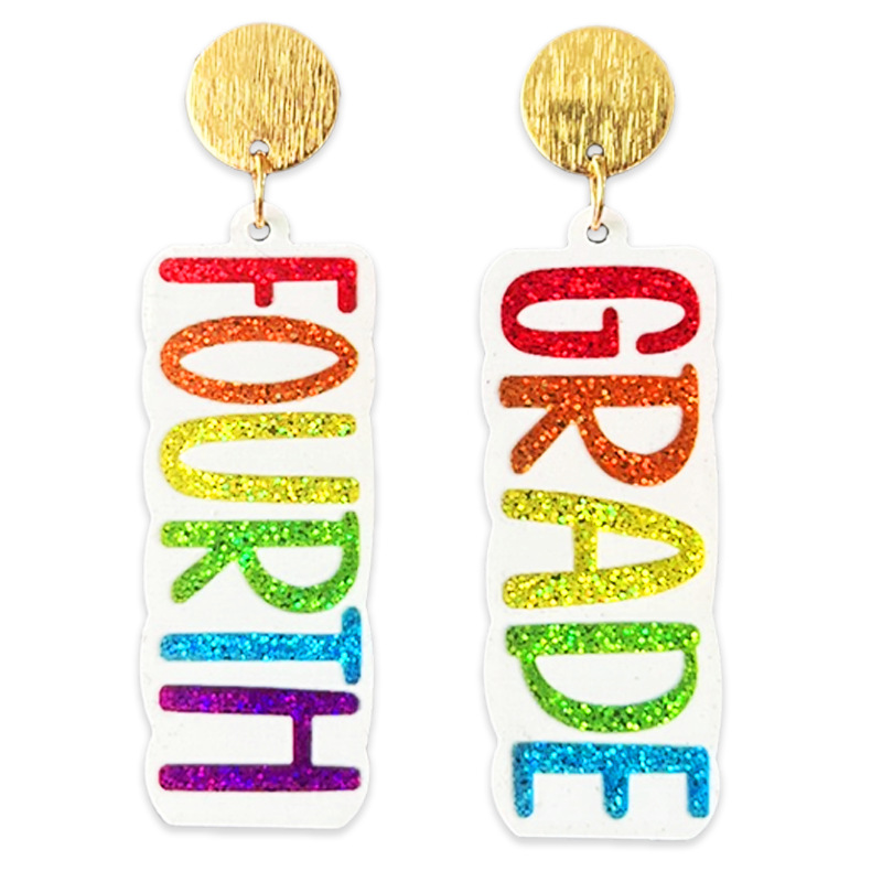 Glitter Grade Teacher Acrylic Earrings