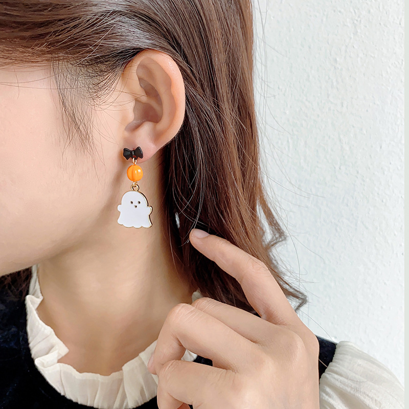 Little Ghost Pumpkin Teacher Metal Earrings