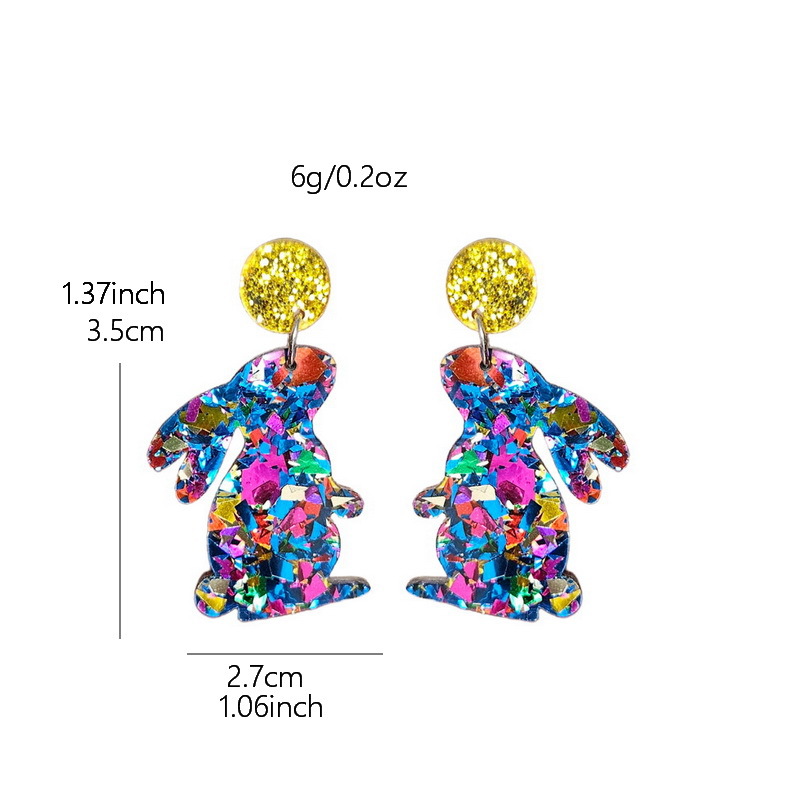 Colorful Glitter Bunny Teacher Acrylic Earrings