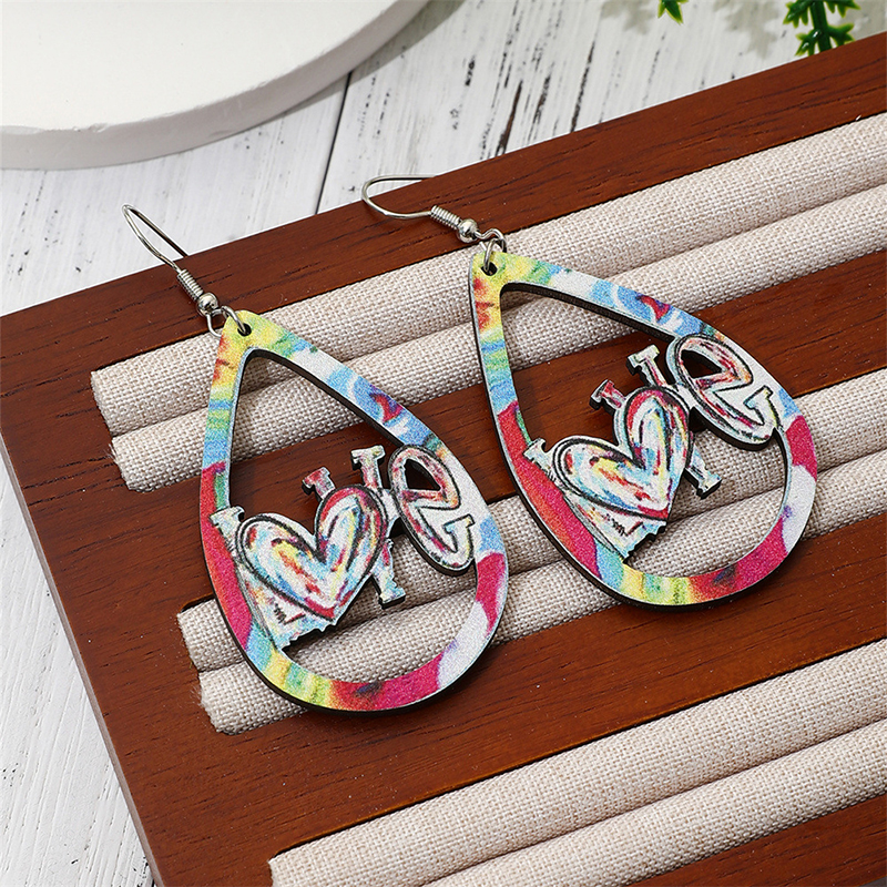Love Easter Teacher Wooden Earrings