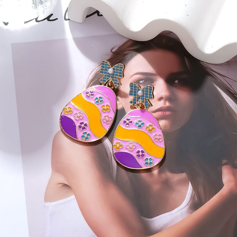 Cute Easter Egg Teacher Metal Earrings