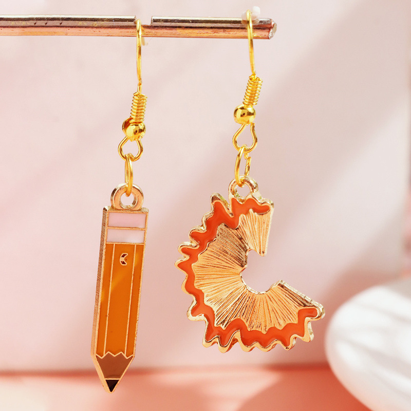 Pencil Shavings Teacher Metal Earrings