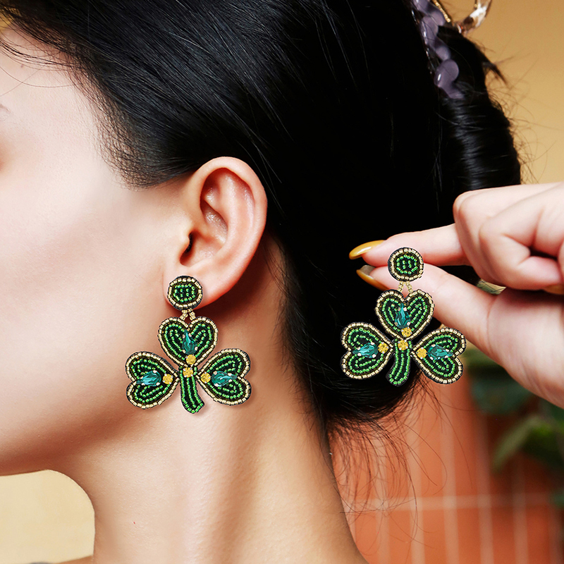 Shamrock St. Patrick's Day Teacher Bead Earrings