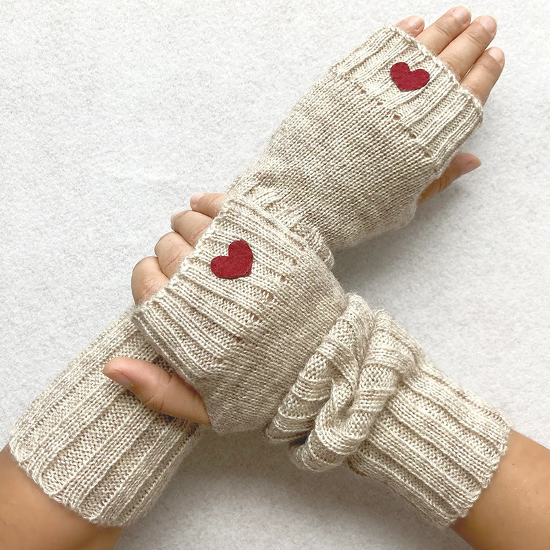 Handmade Arm Warmers Burgundy Heart