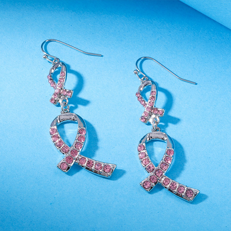 Diamond Breast Cancer Awareness Nurse Metal Earrings