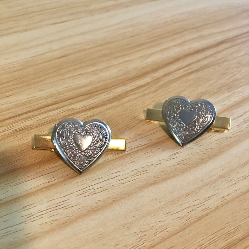 Silver Heart Pendant Teacher Hair Clips