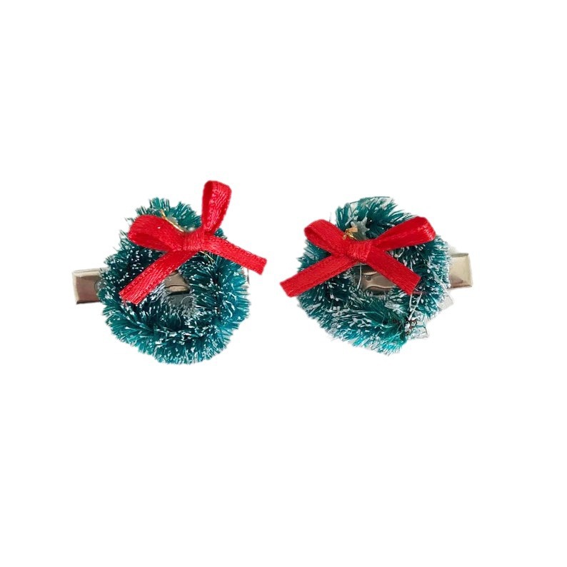 Christmas Tree Wreath Teacher Hair Clips