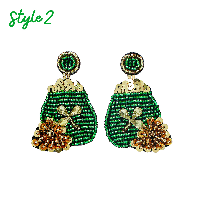 Shamrock St. Patrick's Day Teacher Bead Earrings