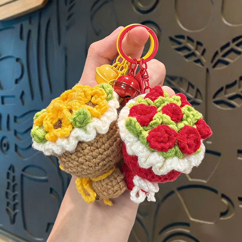 Crochet Flower Bouquet Teacher Keychain