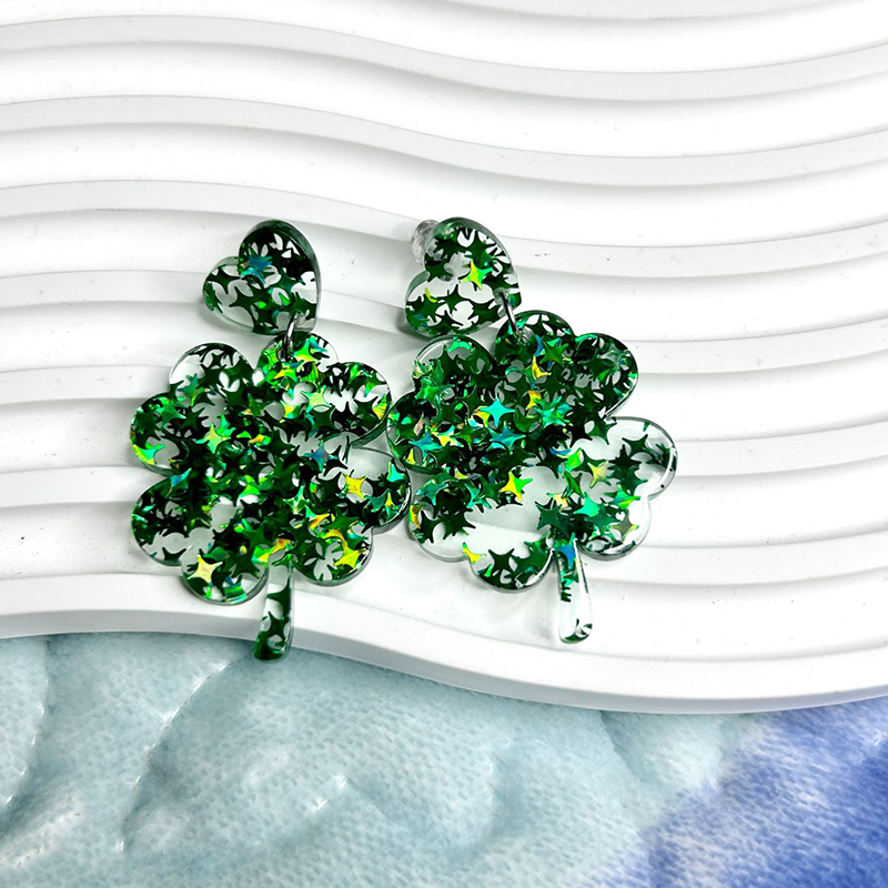 Four Leaf Clover Teacher Acrylic Earrings