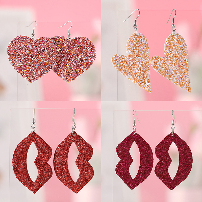 Sequin Heart Teacher Leather Earrings