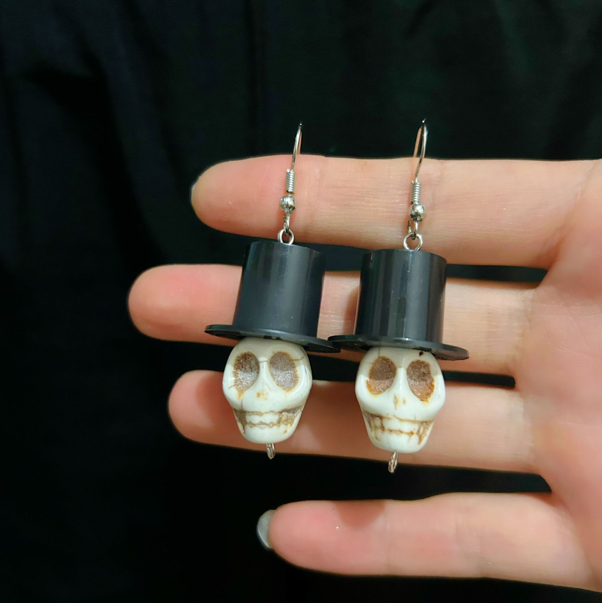 Skull Magic Hat Flower Teacher Earrings