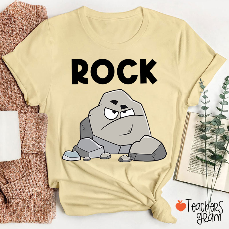 Personalized Funny Cartoon Rock Paper Scissors Matching Group Teacher T-Shirt