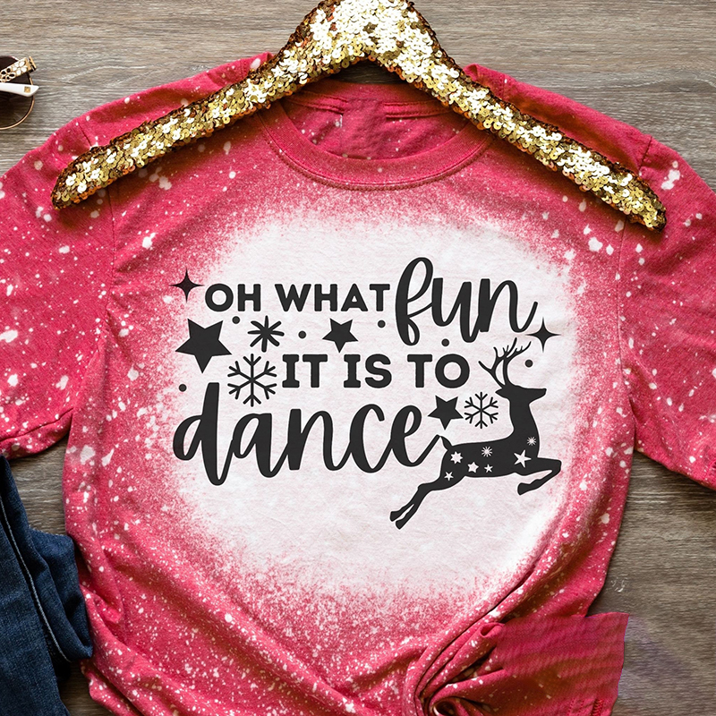 Oh What Fun It Is To Dance Reindeer Teacher Printed T-Shirt