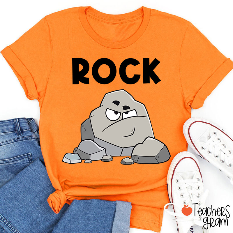 Personalized Funny Cartoon Rock Paper Scissors Matching Group Teacher T-Shirt
