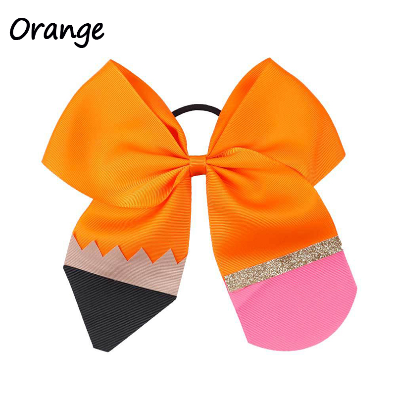 Glitter Pencil Bow Teacher Hair Clip