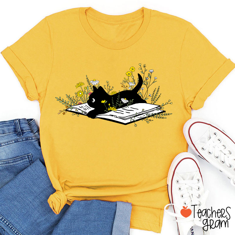 Spring Flower And Cats Teacher T-Shirt