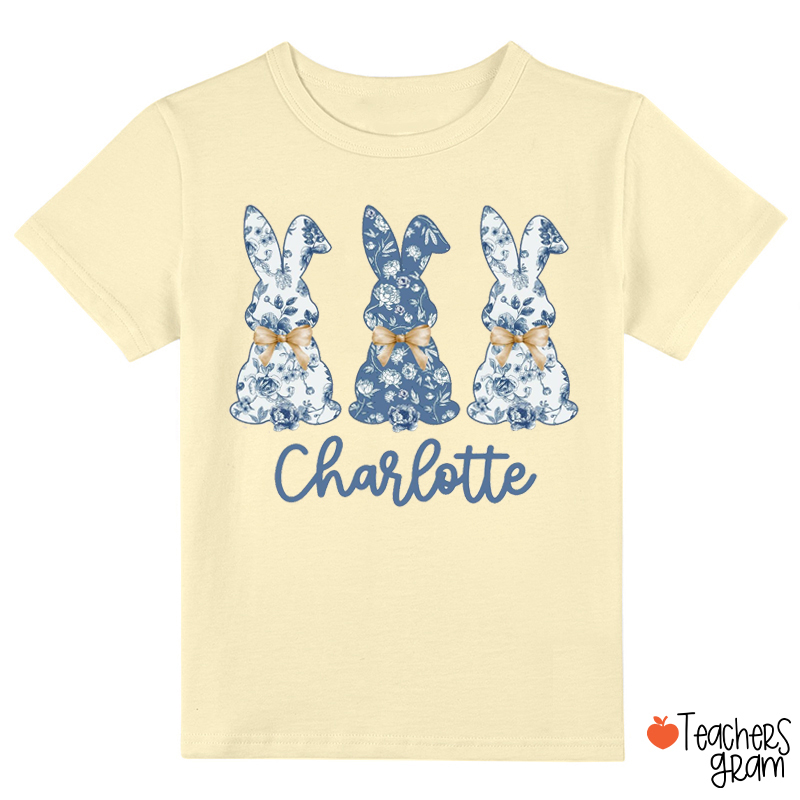 Perosonalized Toile De Jouy Bunny Class T-Shirt