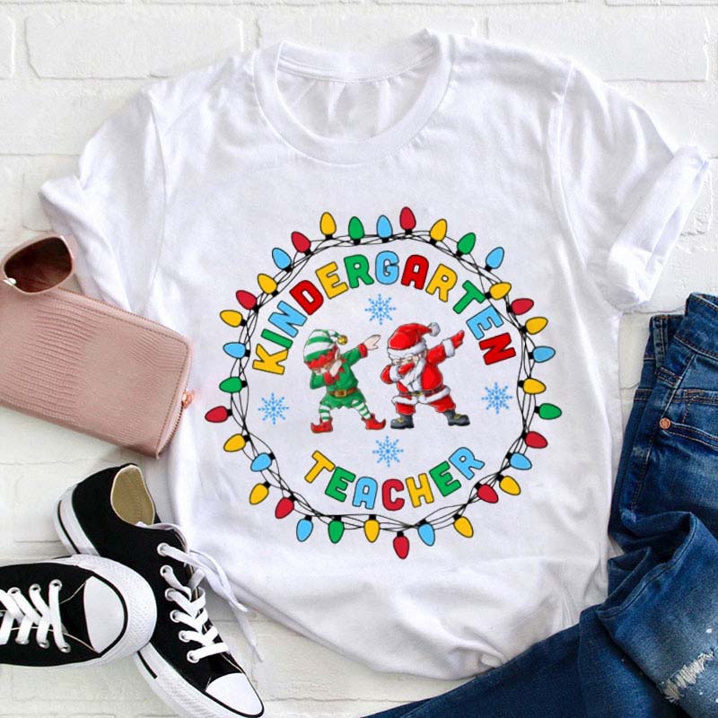 Personalized Grade Christmas Light Teacher T-Shirt