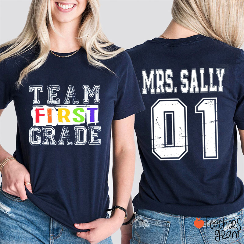 Personalized Grade Comfort Colors Team Teacher Two Sided T-Shirt