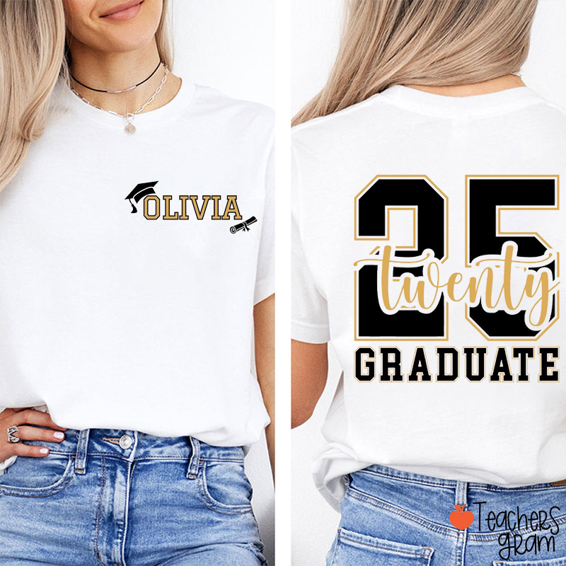 Personalized Name Graduation Gift Teacher Two Sided T-Shirt