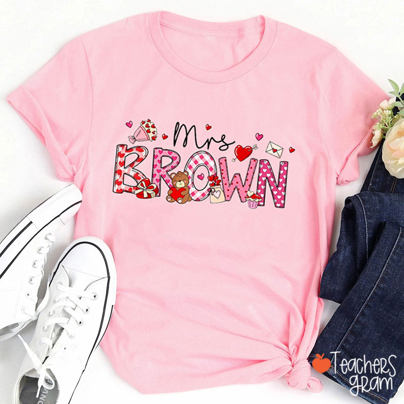 Personalized Name Love Letter Teacher T-Shirt