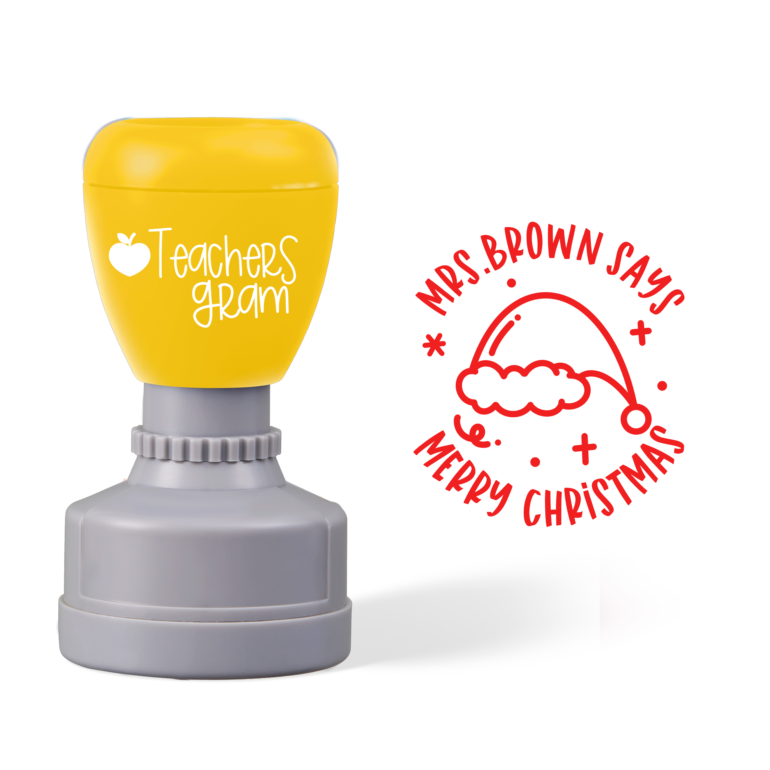 Personalized Name Says Merry Christmas Teacher Stamp