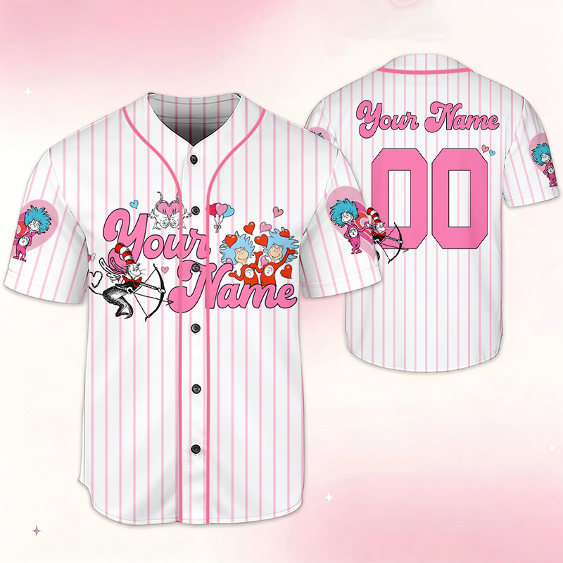 Personalized Children's Book Characters Valentine Teacher Baseball Jersey