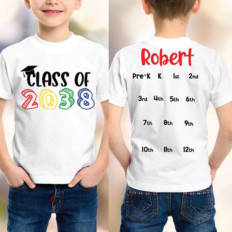 Personalized Class Of Years Grow With Me Class Two Sided T-Shirt