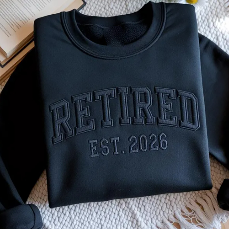 Personalized Embroidered Officially Retired Teacher Sweatshirt