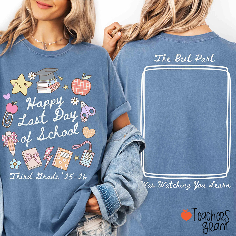 Personalized End Of Year Autograph Teacher Two Sided T-Shirt